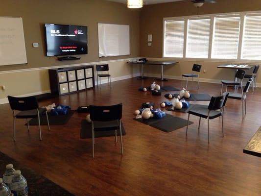 Inside the classroom, prepared for the BLS for the Healthcare Provider course.