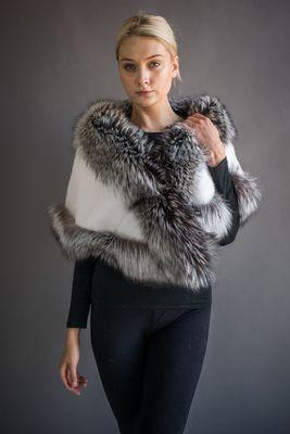 From evening wear to a stylish day fashion , White Diamond Mink with silver Fox