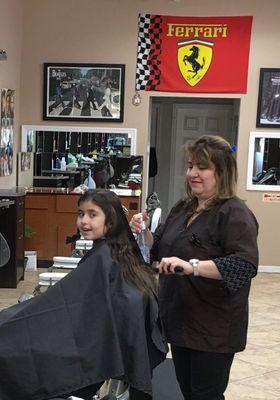 Even little girls love Daniels Barber shop.
Thank you Lora.
Nicole's loves her new look.