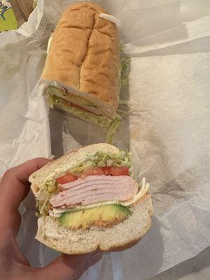 Turkey sandwich $11. I heated it up in the oven and it was great!