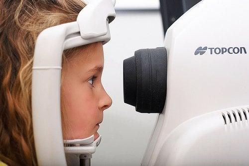 A young patient is screened for glaucoma.