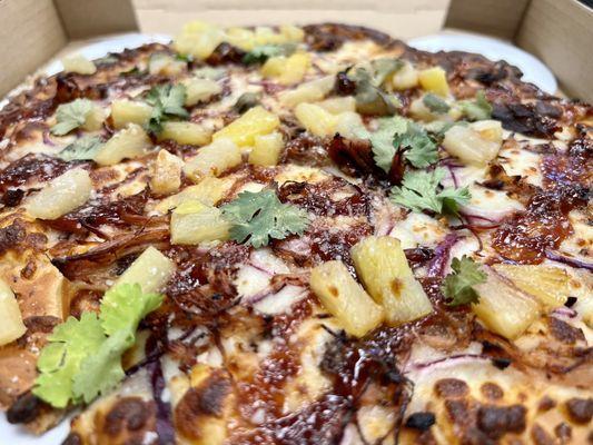 BBQ PIZZA - Pork option with added pineapple on a Cauliflower crust