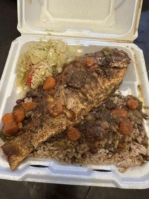 Fried jerk snapper