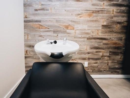 Enjoy a complimentary shampoo and scalp message in our shampoo room.