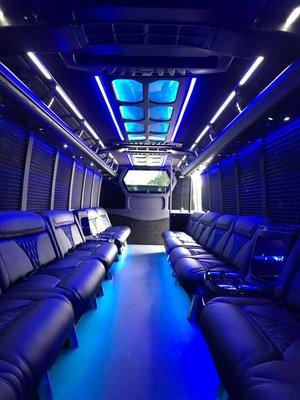 26 Passenger Party Bus interior