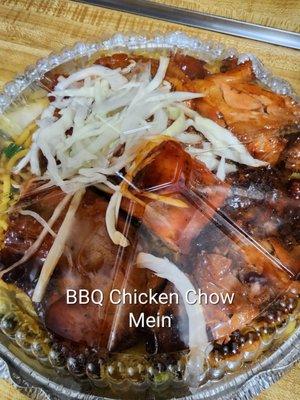 BBQ Chow Mein.  Chicken not cook properly.