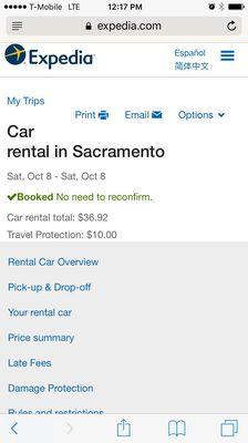 Confirmation of the rental!