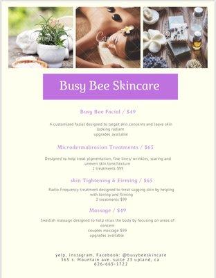 Contact busy bee for a full list of services!