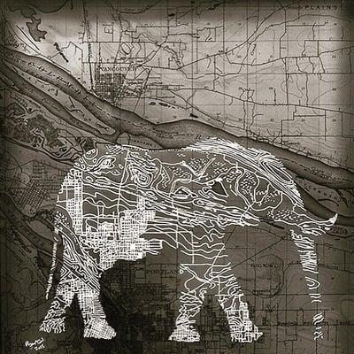 Topography elephant drawn from a 1905 Portland map