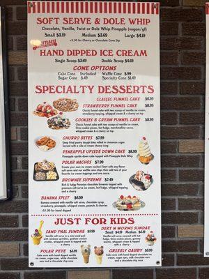 Dessert menu