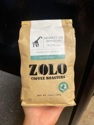 Monkey see monkey do roast in a 12oz bag. Delicious!