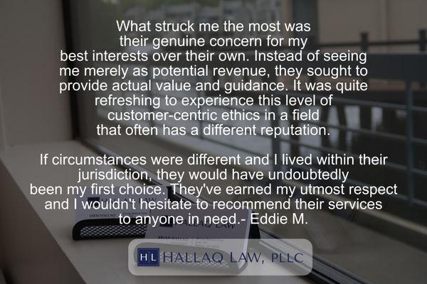 Read more reviews for the attorneys at Hallaq Law here https://www.cancelmybills.com/recommendations