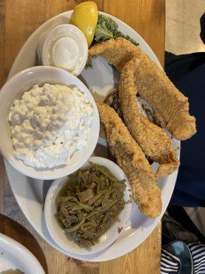 Catfish Filet, Cottage Cheese, Green Beans