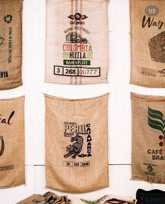 Green coffee bags for sale.