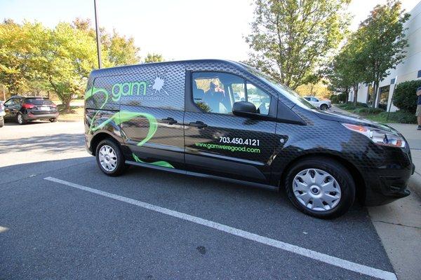 One of our new vans freshly done up with a classy vehicle wrap of our branding.