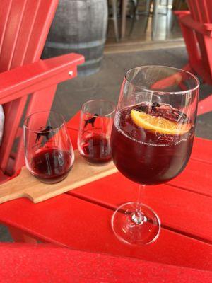 Wine flight and Sangria