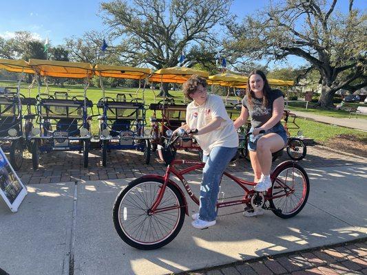 Us killing it on the tandem bike