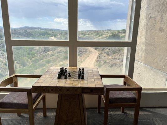 A nice view of the visitor trail from inside the cafe area