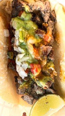 Steak (Carne Asada) Taco. $4 + tax + tip