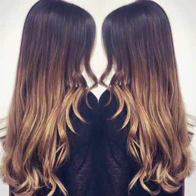 Brown to honey brown ombré color