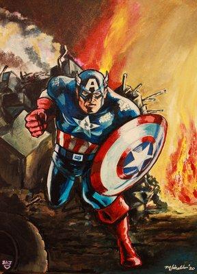 With our re-opening, comes a renewed spirit of hope, inspiration, imagination get an Captain America and an original painting with it!