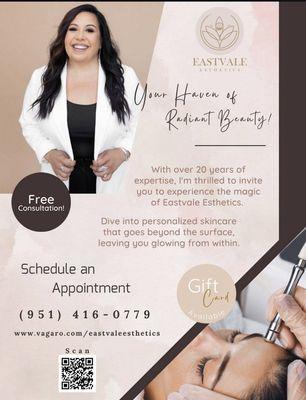 Eastvale Esthetics 
Skin Care Specialist Licensed Esthetician Skin Coach