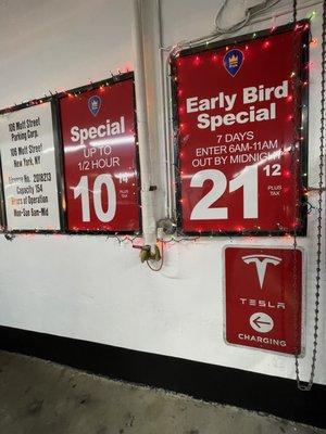 Tesla Charging Signage iPark Parking Garage Chinatown