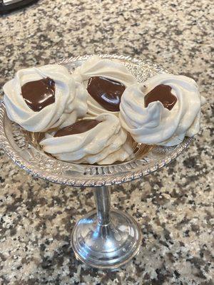 Meringue Nests with Chocolate-Raspberry Balsamic Vinegar Royal Filling