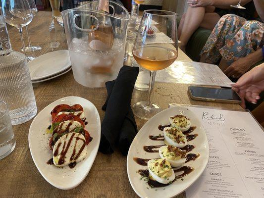 Caprese and deviled eggs