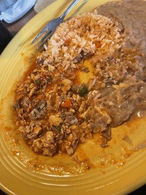 Machaca with beans and rice.