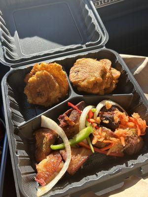 Griot (fried pork) and plantains