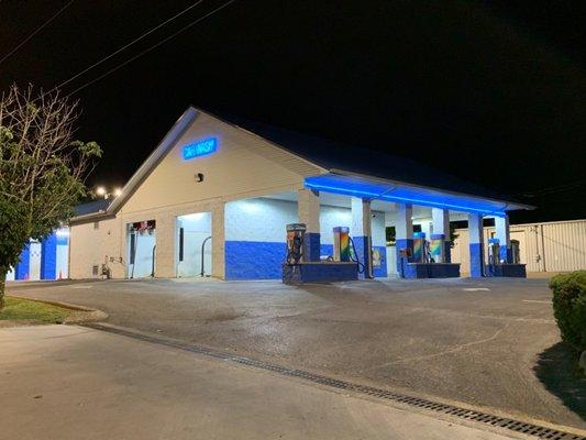 Sonshine Car wash at night.