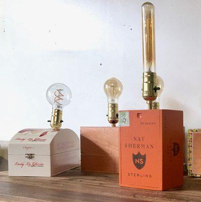 Locally made cigar box lamps