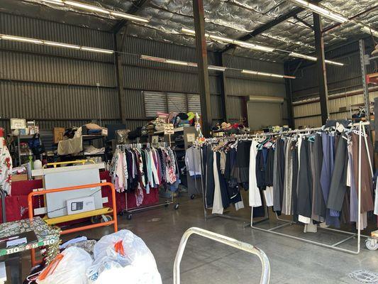 Donated items in warehouse