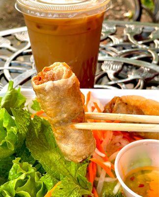 Spring Rolls ($6) and Vietnamese Iced Coffee ($3.25)