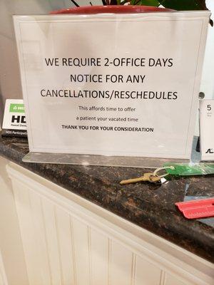 2 day notice or pay the cancellation fee. It's an expensive mistake that could be avoided.