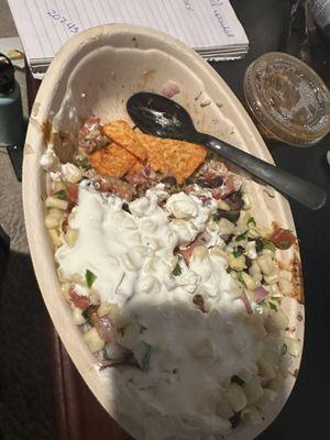 Veggie bowl with al pastor chicken on the side