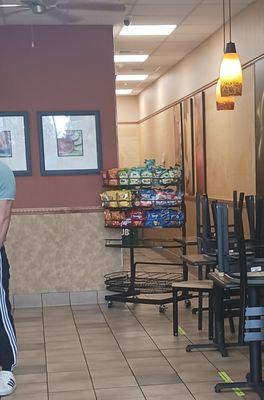 This us where the chips were blocking the hallway & you can see the chairs on the table.