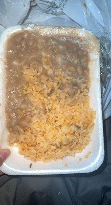 Rice and beans . Tasteless