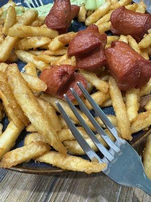 Fries and sausage