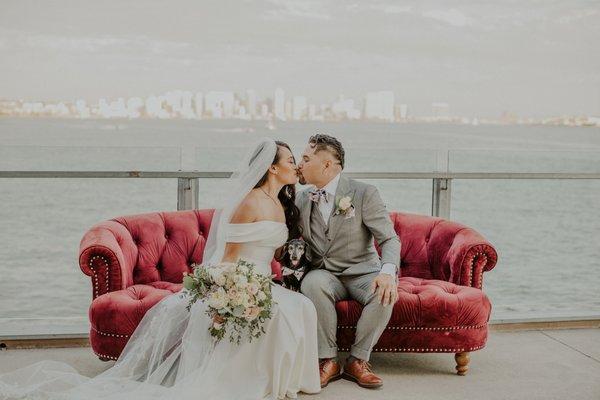 Their couch was a beautiful touch to our wedding photos.