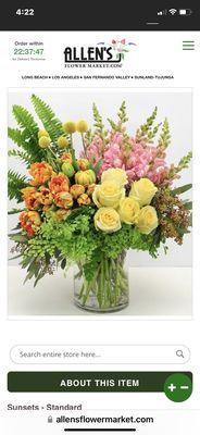 Sunset arrangement as pictured on website