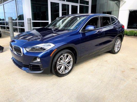 2020 BMW X2, Mediterranean Blue Metallic w/Premium Package. Thanks Tom!