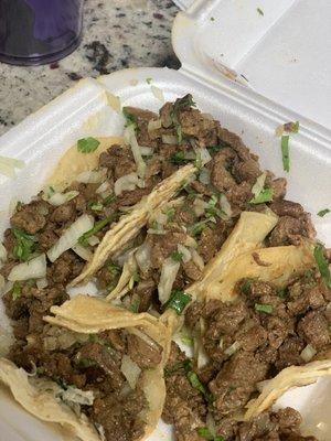 4 taco Asada , very juice and a lot of meat on taco