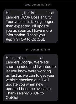 Text message from business.