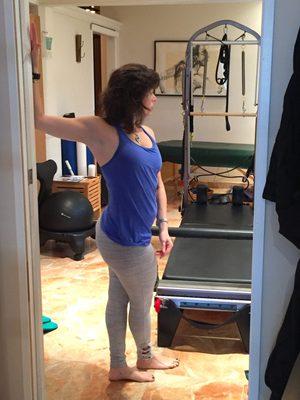 DOOR PEC STRETCH IN THE PILATES STUDIO