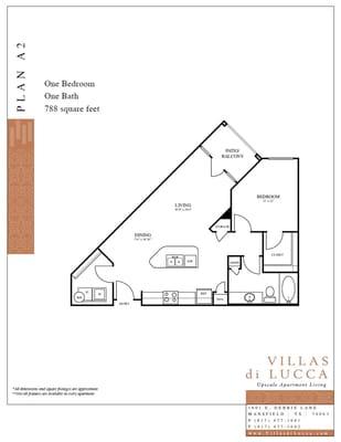 A2 - 788 sqft  1 bed, 1 bath  $950 - $1010