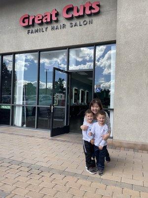 Haircuts for the twins by Lynn. She's the best!