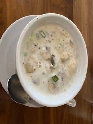 Tom Kha soup.  Delicious!!  Super coconutty.