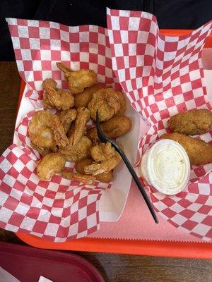 Fried Shrimp and  jalapeño poppers